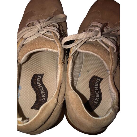 Skechers Somethin'‎ Else Womens Size 8.5 Tan Beige Suede Leather Lace Up Shoes - Picture 5 of 13